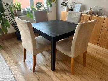 Table extensible IKEA BJURSTA 90x90 cm + 2 rallonges, Enlèvement, Utilisé