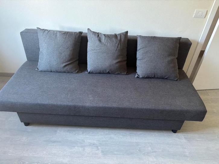 3-zits slaapbank donkergrijs, Huis en Inrichting, Zetels | Zetels, Zo goed als nieuw, Rechte bank, Driepersoons, 150 tot 200 cm