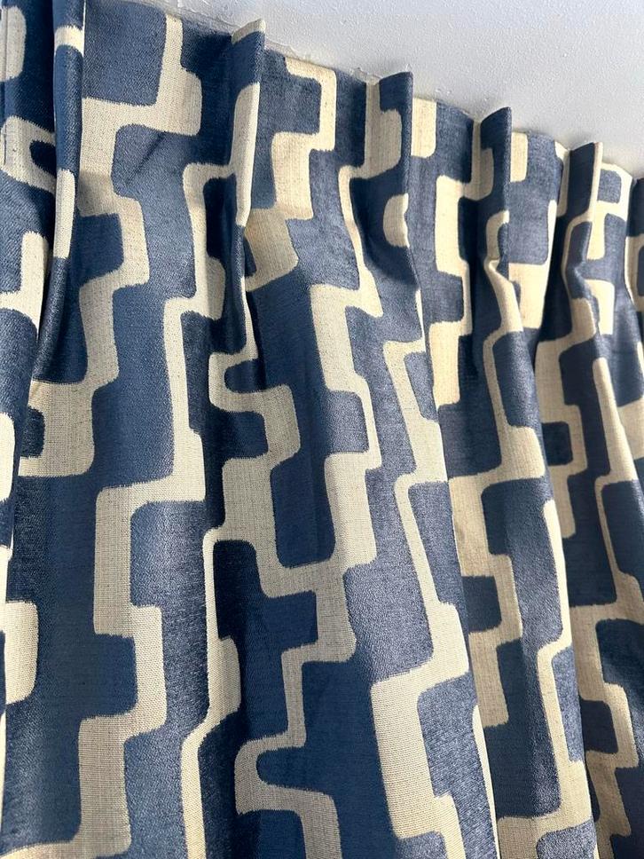 Rideaux haut de gamme modele Lapyz, Huis en Inrichting, Stoffering | Gordijnen en Lamellen, Zo goed als nieuw, Blauw, Ophalen of Verzenden