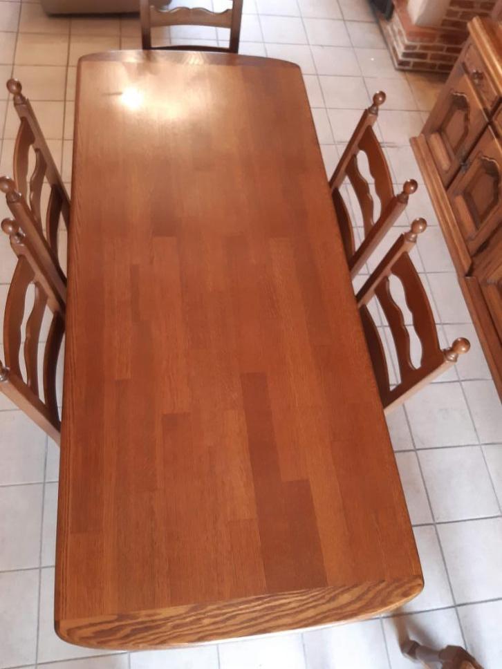 Eiken tafel met 6 stoelen, Huis en Inrichting, Tafels | Eettafels, Gebruikt, Vijf personen of meer, Rechthoekig, Eikenhout, Ophalen