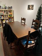 Keukentafel Donker Hout (Stevig Meubel) + 6 Stoelen, Huis en Inrichting, Tafels | Eettafels, Ophalen, 100 tot 150 cm, Klassiek