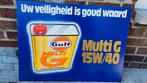 Gulf reclamebord dubbelzijdig jaren 70, Verzamelen, Ophalen, Zo goed als nieuw, Reclamebord