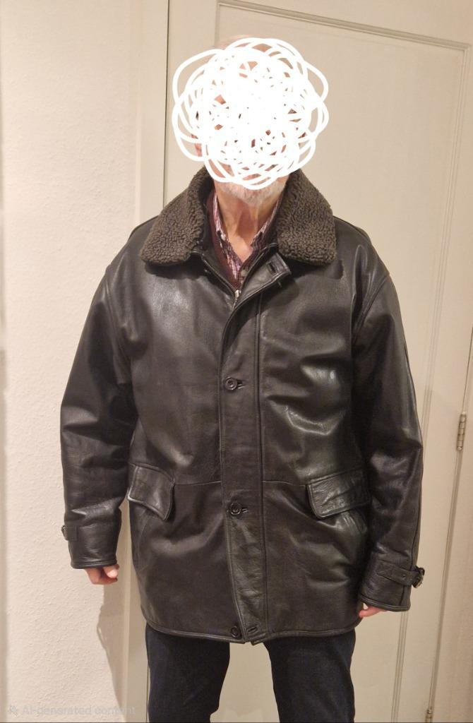 Lederen herenjas TENSON – maat 54 – zwart, Kleding | Heren, Jassen | Winter, Zo goed als nieuw, Maat 52/54 (L), Zwart, Ophalen