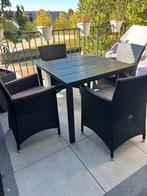 Tuintafel met 4 stoelen, Ophalen, 4 zitplaatsen, Gebruikt, Wicker