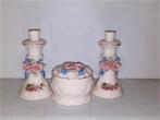 Mooi vintage set van 2 porselein kandelaars met juwelendoos, Antiek en Kunst, Ophalen of Verzenden, Overige materialen