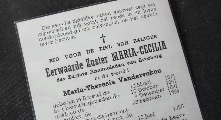 Bidprentje Zuster Maria-Cecilia 1955 + Broeder Isidoor 1907, Collections, Images pieuses & Faire-part, Image pieuse, Envoi