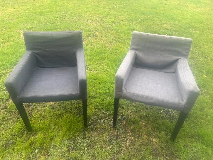 8 Stoelen Ikea, Huis en Inrichting, Stoelen, Gebruikt, Vijf, Zes of meer stoelen, Hout, Stof, Grijs, Ophalen