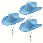 3 cowboyhoeden Blauw Vilt Denim (Nieuw), Kleding | Dames, Ophalen of Verzenden, Nieuw, One size fits all, Hoed