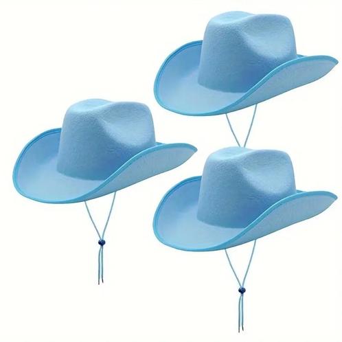 3 cowboyhoeden Blauw Vilt Denim (Nieuw), Kleding | Dames, Hoeden en Petten, Nieuw, Hoed, One size fits all, Ophalen of Verzenden
