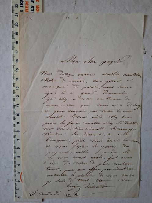 Eigenhandig geschreven brief door Eugène Verboeckhoven, Antiek en Kunst, Kunst | Overige Kunst, Ophalen of Verzenden