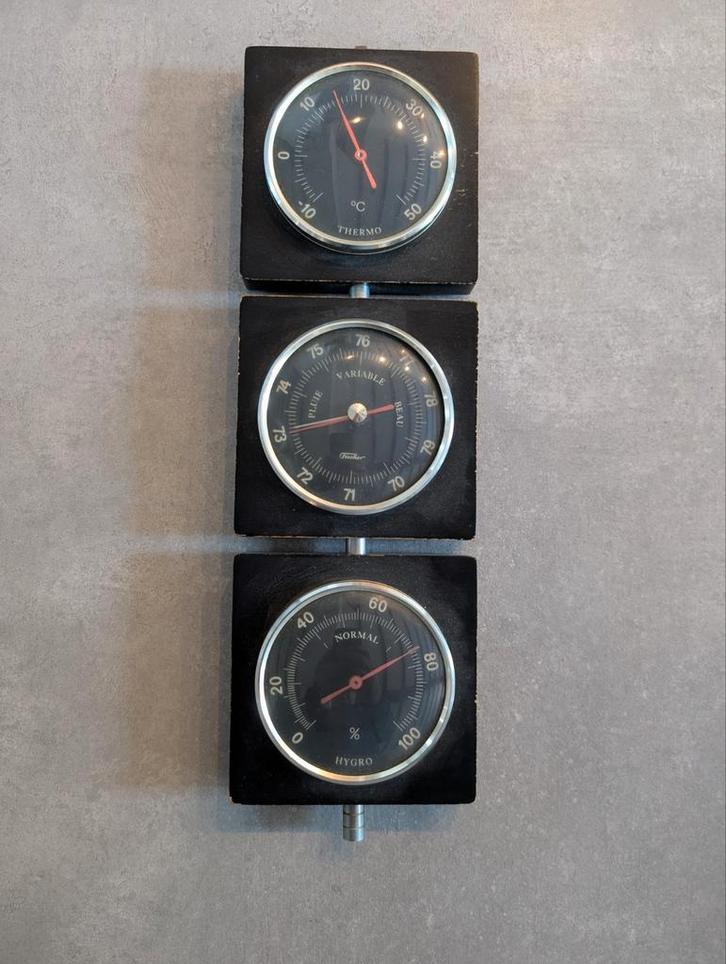 Station météo murale vintage année 1970 Fischer, Antiquités & Art, Antiquités | Outils & Instruments, Enlèvement ou Envoi