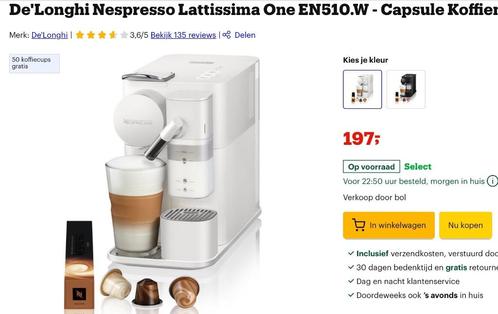 De Longhi Espresso Latissima One, Elektronische apparatuur, Koffiezetapparaten, Gebruikt, Koffiepads en cups, Koffiemachine, 1 kopje