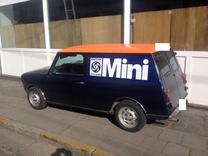 Mini Clubvan uit 1977, Auto's, Mini, Particulier, Overige modellen, Benzine, Break, 3 deurs, Handgeschakeld, Blauw, Bruin, Alcantara