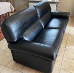 Salon zwart leder  3 zit, Ophalen, Landelijk modern, Driepersoons, Zo goed als nieuw