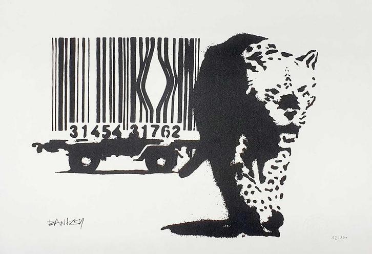 Banksy (d’après) – Barcode Leopard, Antiek en Kunst, Kunst | Designobjecten, Ophalen