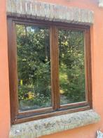 Hardhouten dubbel raam, Doe-het-zelf en Bouw, Ophalen, Gevelraam of Ruit, Gebruikt, 120 tot 160 cm