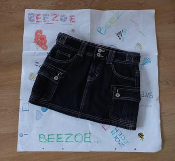 Bershka low waist zwart jeans mini rokje, 34 (XS) beschikbaar voor biedingen