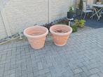 Bloempot kunststof met decoratie, Tuin en Terras, Bloembakken en Plantenbakken, Ophalen, Zo goed als nieuw, Kunststof
