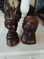 2massief houten  afrikaanse beeldjes, Antiek en Kunst, Ophalen of Verzenden