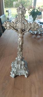 Antiek kruisbeeld in tin, Ophalen of Verzenden