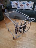 Vintage barwagen met chromen buizen en glazen plank, Ophalen, 50 tot 100 cm, Zo goed als nieuw, Glas