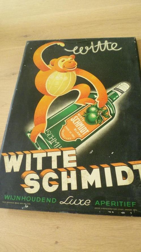 Blikken bordje Witte Schmidt Luxe Aperitief van  1939, Verzamelen, Merken en Reclamevoorwerpen, Gebruikt, Reclamebord, Ophalen of Verzenden