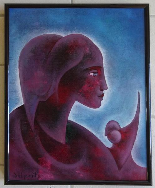 Charles Delporte, doek, La Muse '96, 50 x 40 cm, Antiek en Kunst, Kunst | Schilderijen | Modern, Ophalen
