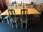 Eetkamer: tafel + 6 stoelen en dressoir, Ophalen, Zo goed als nieuw, Modern, 4 tot 6 stoelen