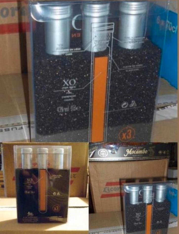 🥳 Set 6 XO COGNAC A. van FUSSIGNY 3x3cl, Verzamelen, Wijnen, Zo goed als nieuw, Overige typen, Frankrijk, Vol, Ophalen