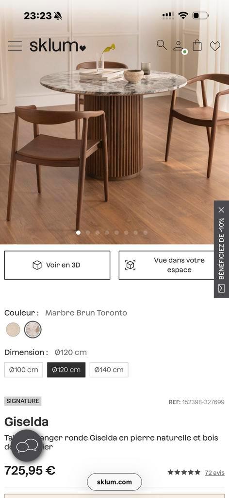 Ronde eettafel — natuursteen en mangohout, Huis en Inrichting, Tafels | Statafels, Zo goed als nieuw, Ophalen