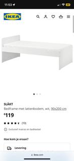 IKEA Bed met lattenbodem, Slakt, 90 cm, Eenpersoons, Wit