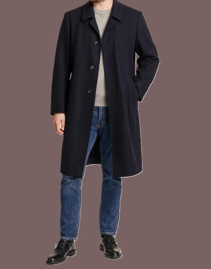 mantel van Helsen maat 48, Kleding | Heren, Jassen | Winter, Gedragen, Maat 48/50 (M), Blauw, Ophalen of Verzenden