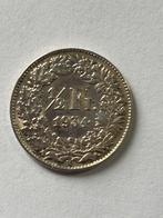 1/2 Franc Helvetia silver 1934, Ophalen of Verzenden, Overige landen, Losse munt, Zilver