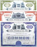 3X PFIZER (farmareus) uit 1948 &1953 & 1960, Postzegels en Munten, Ophalen of Verzenden, 1920 tot 1950, Certificaat van aandeel