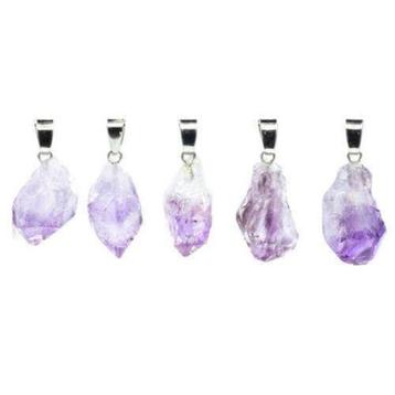 Ruwe Amethist aan verzilverde hanger, Enlèvement ou Envoi, Neuf, Violet, Avec pierre précieuse
