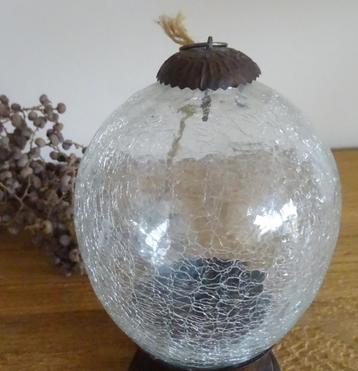 Grote vintage kerstversiering, gecraqueleerd glas beschikbaar voor biedingen