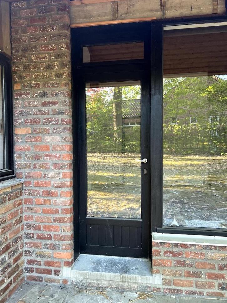 Houten buitendeur - meranti, Doe-het-zelf en Bouw, Glas en Ramen, Gebruikt, Gevelraam of Ruit, Dubbelglas, Ophalen
