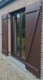 Porte fenêtre en bois double vitrage avec volets (2075x1490), Chambranle de porte, Comme neuf, 75 à 150 cm, 150 à 225 cm