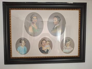 peinture avec la famille de la reine Astrid - Le roi Léopold, Enlèvement, Utilisé, Carte, Photo ou Gravure