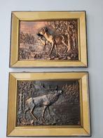 2 jachttaferelen in koper in kader, Antiek en Kunst, Ophalen, Koper