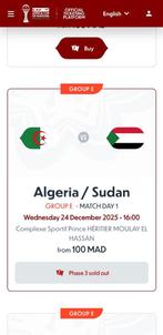 Africa cup Algeria vs Sudan 2 kaartjes te koop, Tickets & Billets, Deux personnes, Autres, Autres types