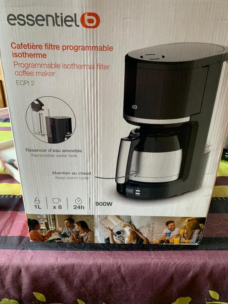 Cafetière filtre programmable isotherme, Electroménager, Cafetières, Neuf, Café moulu, Cafetière, 4 à 10 tasses, Enlèvement ou Envoi