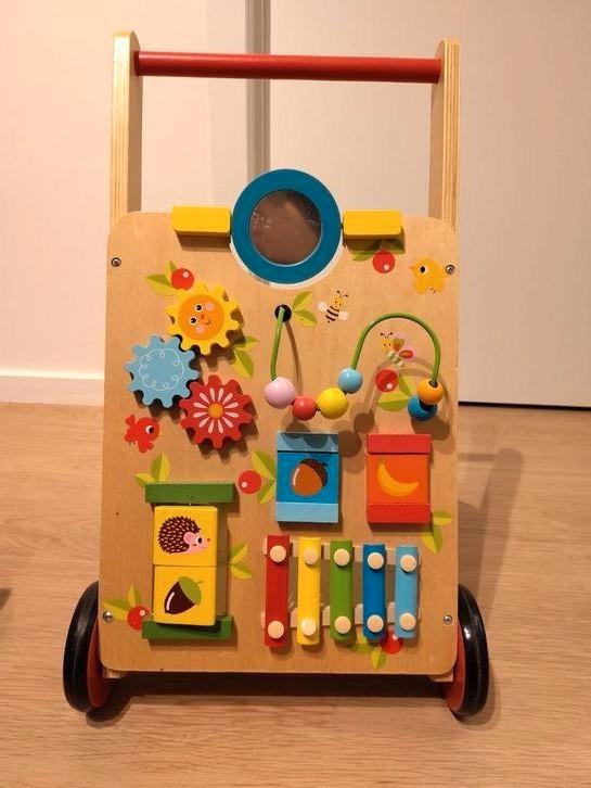 Houten loopwagentje voor eerste stapjes, Kinderen en Baby's, Speelgoed | Houten speelgoed, Gebruikt, Duw- of Trekspeelgoed, Ophalen