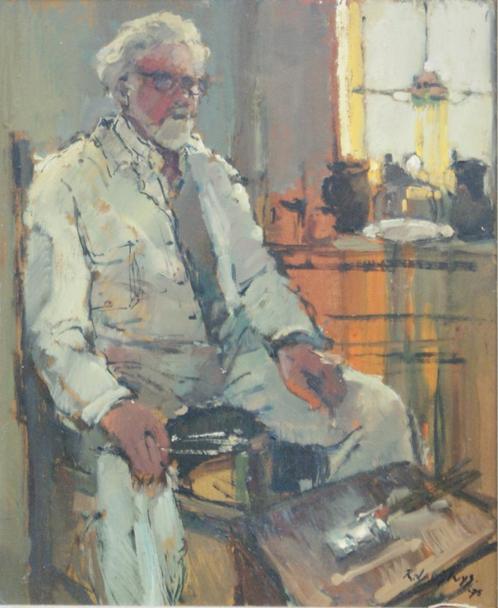 Remi Van Sluys (1907-1993): Zelfportret (53 x 63 cm), Antiek en Kunst, Kunst | Schilderijen | Klassiek, Ophalen of Verzenden