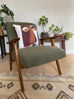 Vintage fauteuil met kakigroene bekleding, Enlèvement, Tissus, Utilisé, Scandinavisch