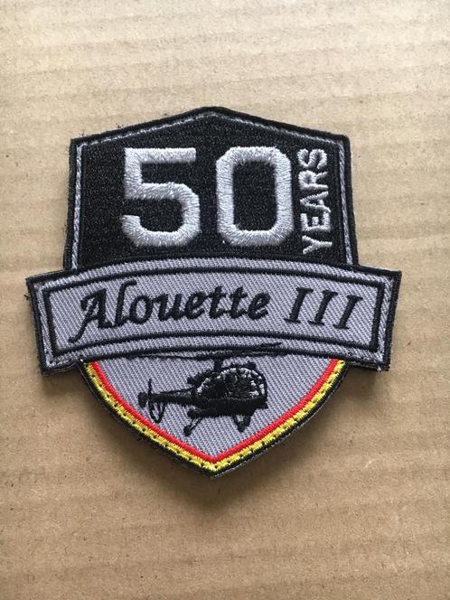 Badge : 50 Years Alouette III - 40Sqn - Basis Koksijde., Verzamelen, Luchtvaart en Vliegtuigspotten, Nieuw, Patch, Badge of Embleem