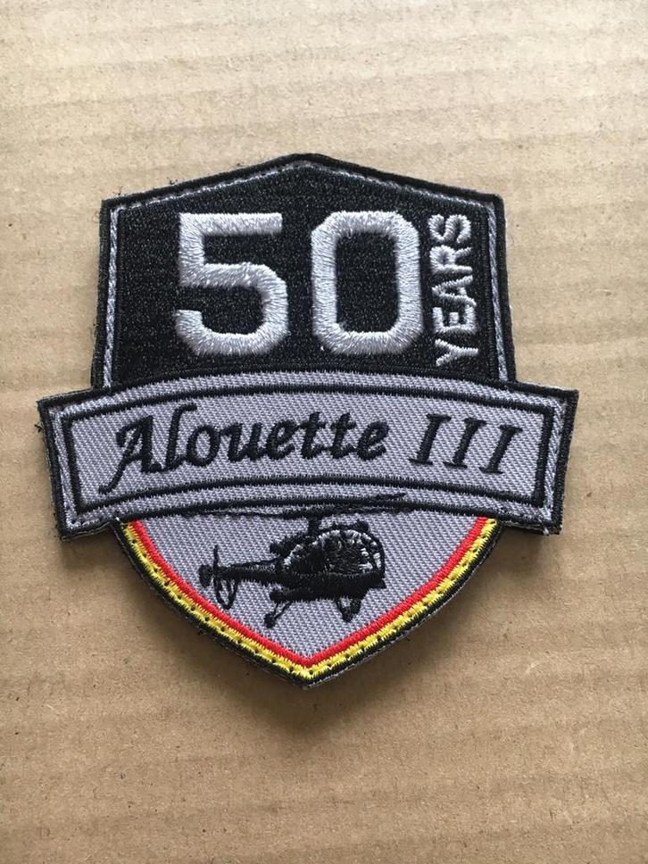 Badge : 50 Years Alouette III - 40Sqn - Basis Koksijde., Verzamelen, Luchtvaart en Vliegtuigspotten, Nieuw, Patch, Badge of Embleem