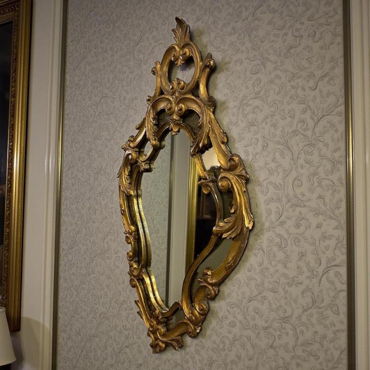 vintage gouden barok spiegel / wandspiegel, Antiek en Kunst, Antiek | Spiegels, Ophalen of Verzenden