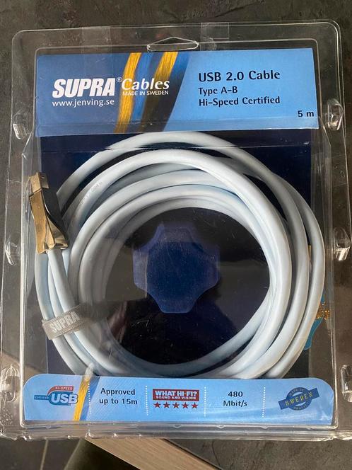Supra cabel 5m usb 2.0 type A-B pc to dac high end kabel!!, Audio, Tv en Foto, Audiokabels en Televisiekabels, Zo goed als nieuw