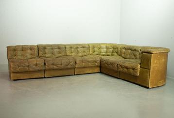 SALE! Vintage Desing De Sede Olijfgroen Leer Lounge Sofa 70s beschikbaar voor biedingen